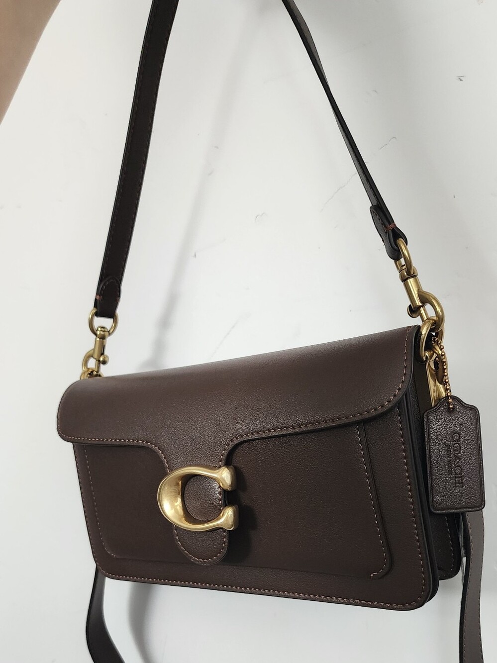Coach Dark Brown Leather Crossbody with Gold 'C' Hardware